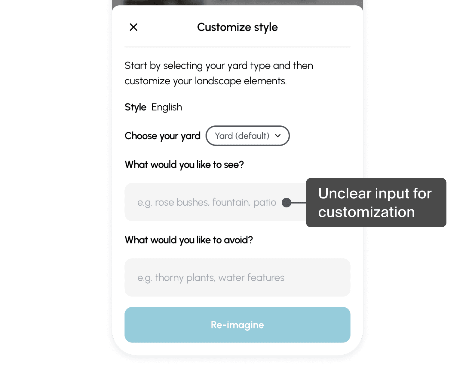 Neighborbrite customization interface before redesign