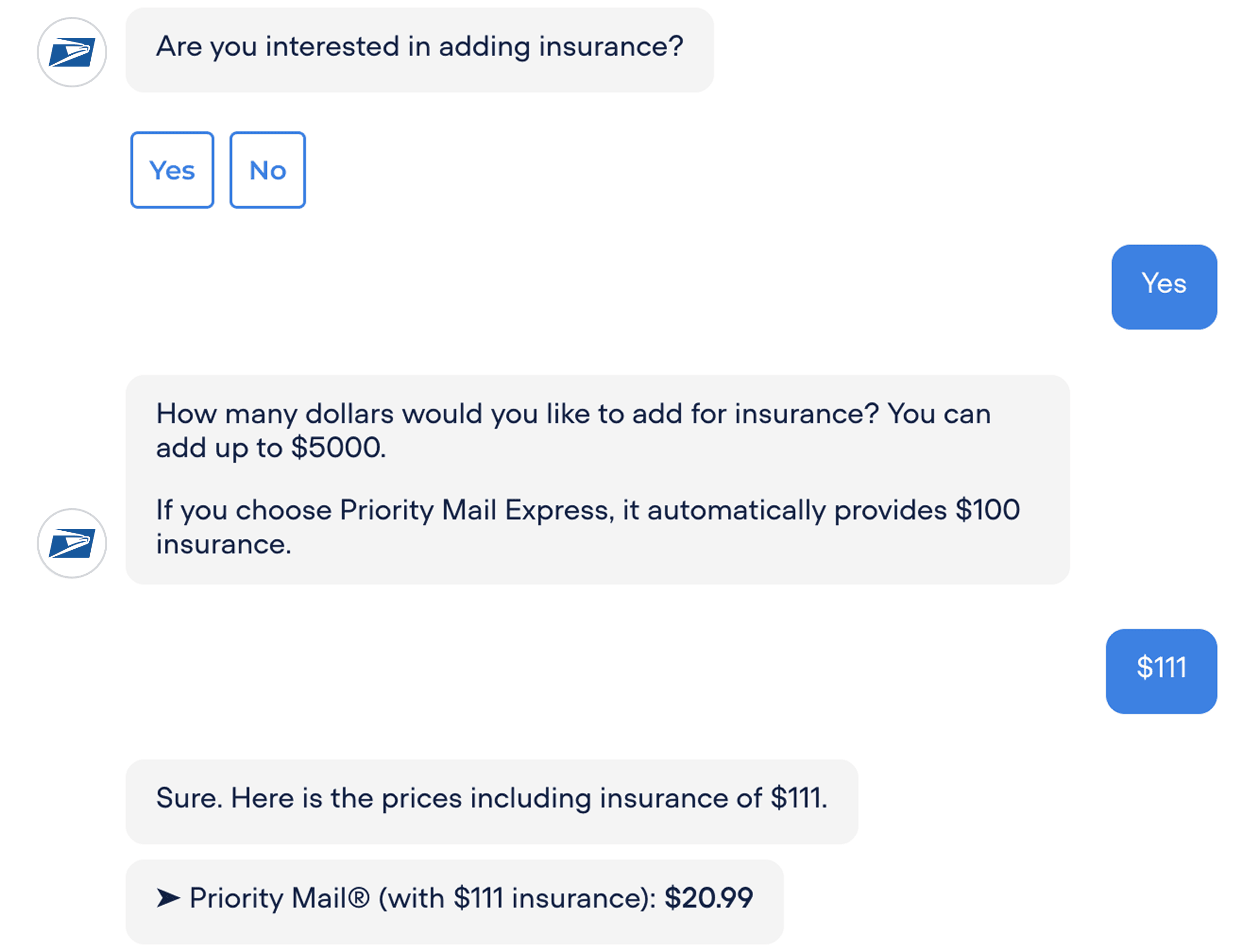 Ask about Additional Options chatbot flow
