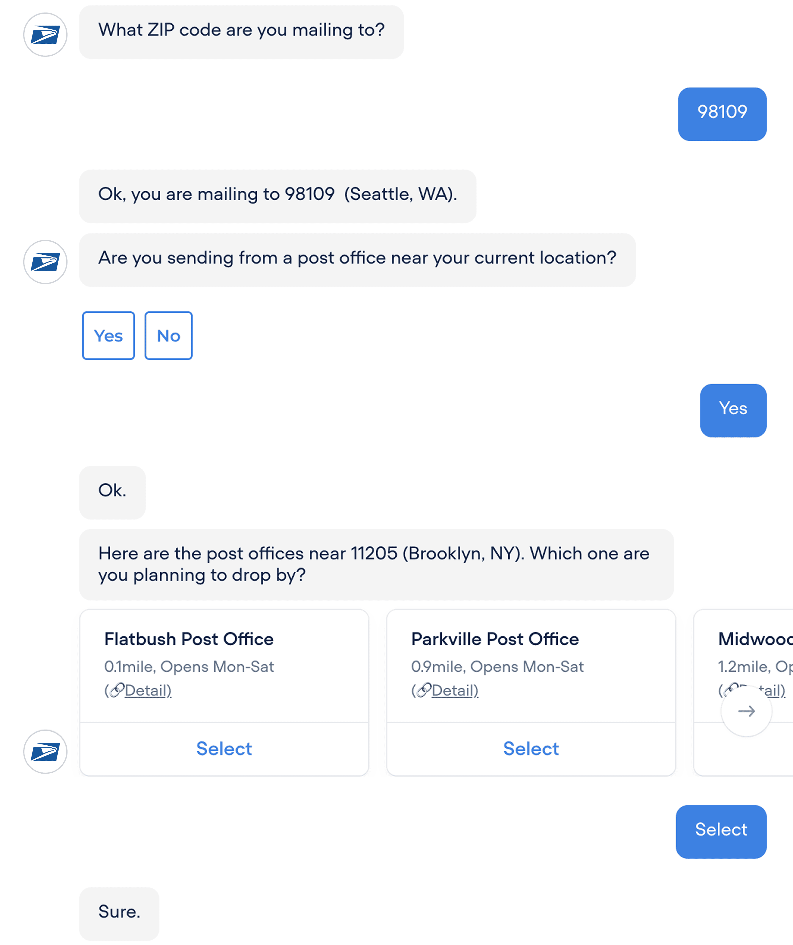 Check Destination & Origin chatbot flow